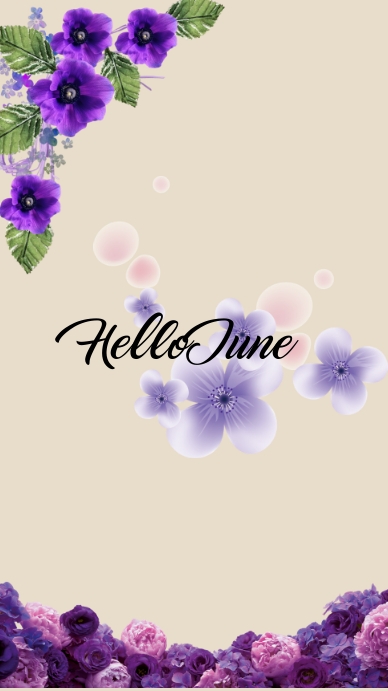 Copia de purple rose background hello june | PosterMyWall