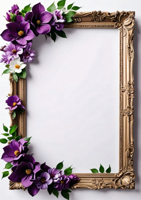 Purple Rose Floral Picture Frame Template | PosterMyWall