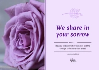 Purple Rose Sympathy Card A6 template