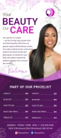Purple Salon Rack Card Tarjeta de estantería template
