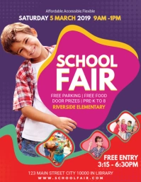 Purple School Fair Invitation Flyer template