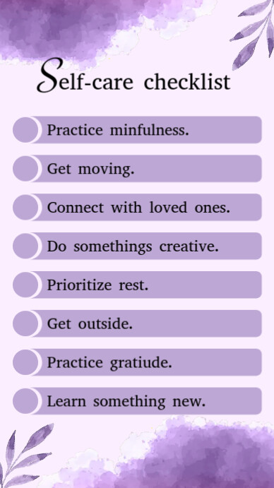 Purple Guide Checklist Modèle Purple Self-care Checklist Template | PosterMyWall