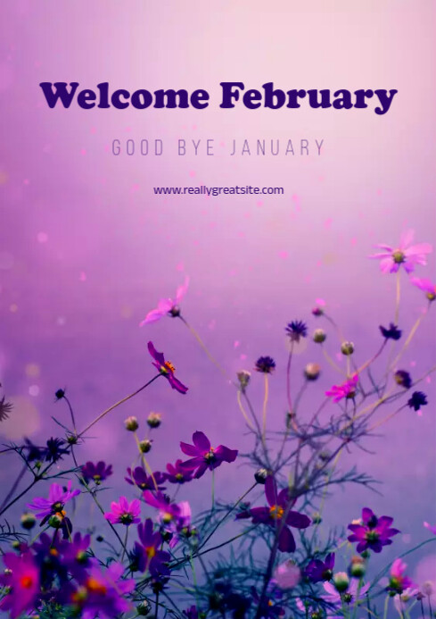 February Simple Design purple simple welcome february poster Template | PosterMyWall