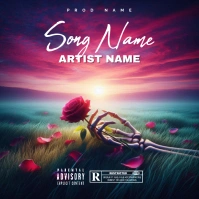 Purple  Skull Roses Album Cover template