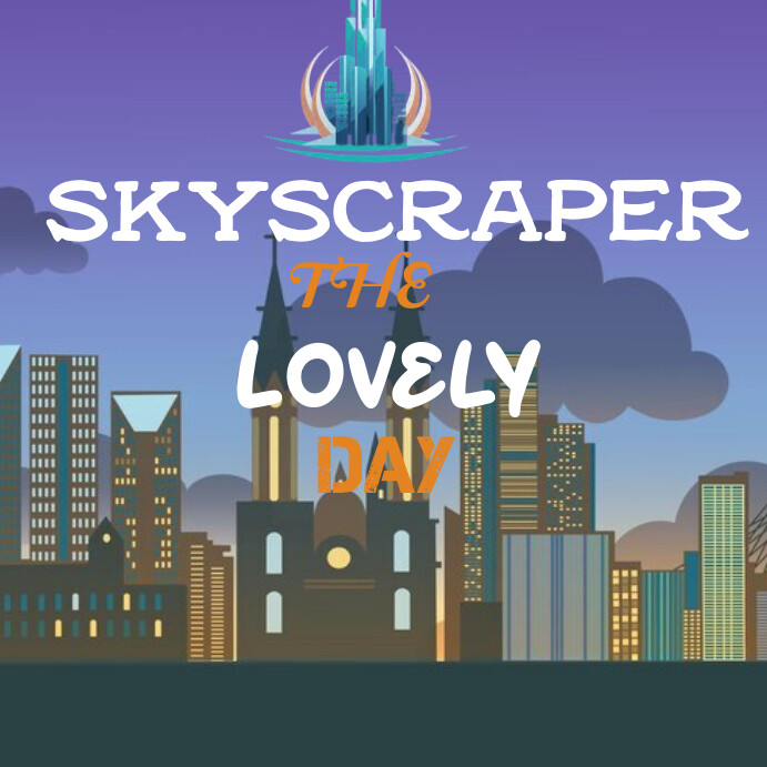 Purple skyscraper day Instagram Post template