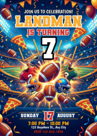 Purple Soccer Birthday Celebration A6 template