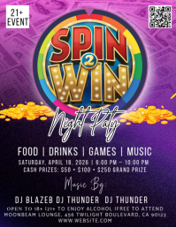 Purple Spin to win Night Party Flyer Iflaya (Incwadi ye-US) template