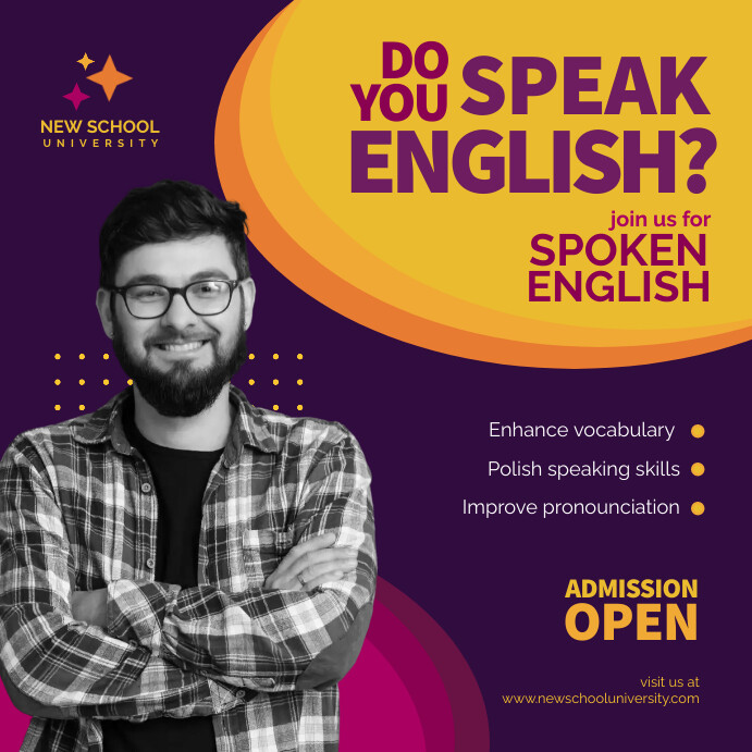 English Posts Words Purple Spoken English Instagram Post Template | PosterMyWall