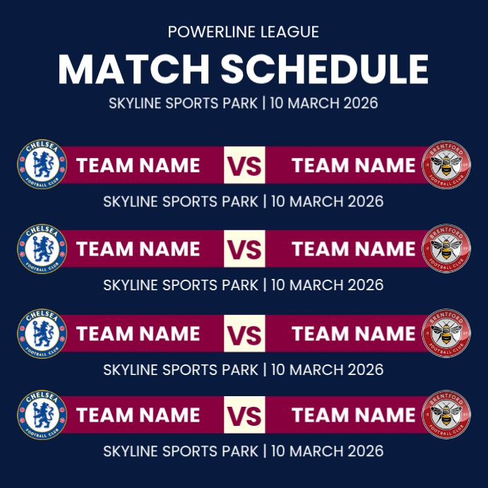 Purple Sports Match Schedule Instagram Post Template | PosterMyWall