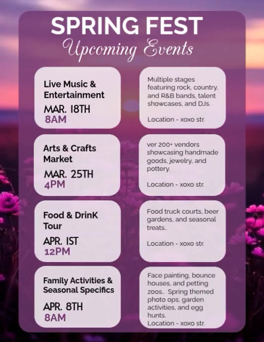 Purple Spring Fest Flyer (us Letter) Template | PosterMyWall