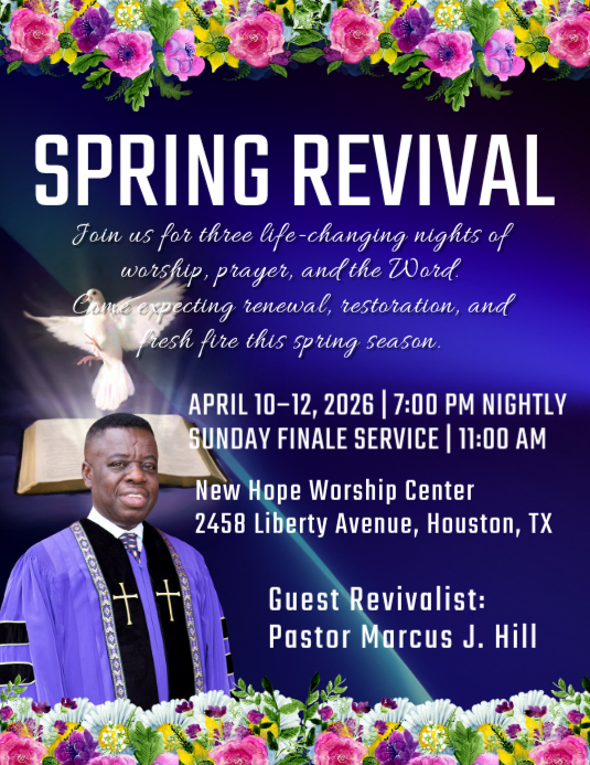 Purple Spring Revival Flyer (us Letter) Template | PosterMyWall