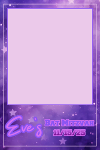 Purple Stars & Sparkles Bat Mitzvah 4x6 Photo Frame Template Bannière 4' × 6'