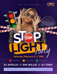 Purple Stop Light Party Invitation Flyer template