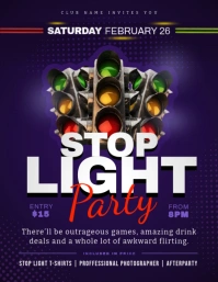 Purple Stop Light Party Invitation Flyer Volante (Carta US) template