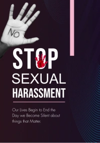Purple  Stop Sexual Harassment Banner A4 template
