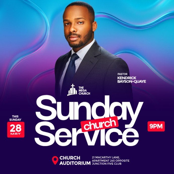 Purple Sunday Church Service Instagram Post Template | PosterMyWall