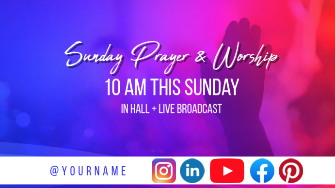 Purple Sunday Prayer & Worship YouTube Thumbnail Template | PosterMyWall