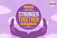 Purple support group landscape poster template