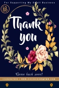 Purple  Thank You Card Poster template