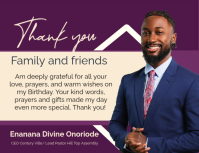 สีม่วง Thank You Message Flyer Template