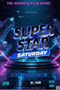 Purple The "super Star Saturday" Flyer Uses A Vibrant, Neon-electric Style Pinterest Graphic Pinterest-grafik template