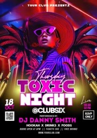 Purple Thursday Toxic Night Party Video Flyer A6 template