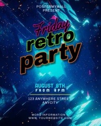 Purple Tipografi Friday Retro Party Instagram Portrait template