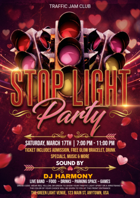 Purple Traffic Light Party A6 Template | PosterMyWall