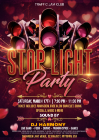 Purple Traffic Light Party A6 template