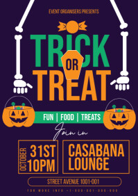 Purple Trick Or Treat Flyer  A3 template