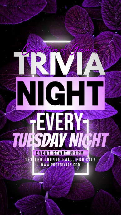 Purple Trivia Night Event Instagram Story Template | PosterMyWall