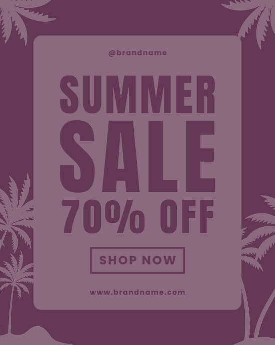 Purple Tropical Typographic Summer Sale Promotional Offer Discount Deal Instagram Portrait template