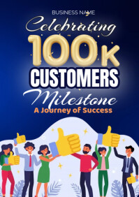 紫色 Customer Milestone Celebration A2 Template