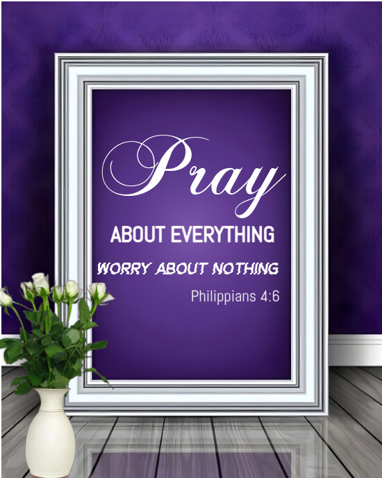 Purple Typographic Bible Verse Wall Sticker Inspirational Quote  Instagram Portrait template