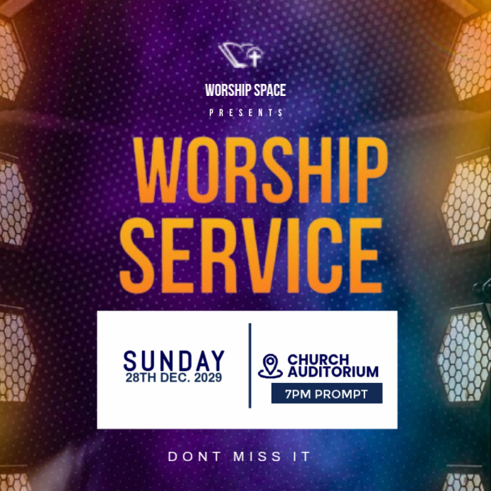 Purple Typographic Church Worship Service Instagram Post Template ...