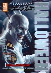 Purple Typographic Halloween Horror Night Party Flyer A4 template