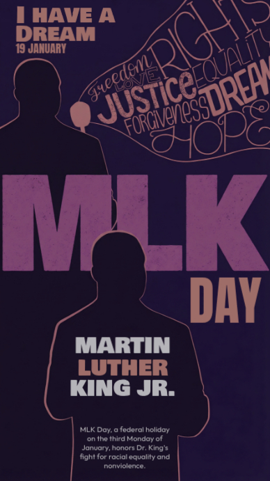 Purple Typographic Mlk Day Instagram Story Template | PosterMyWall
