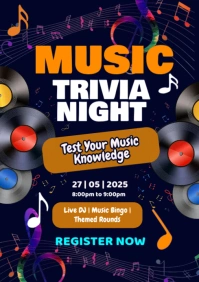 Purple Typographic Music Trivia Night A2 template