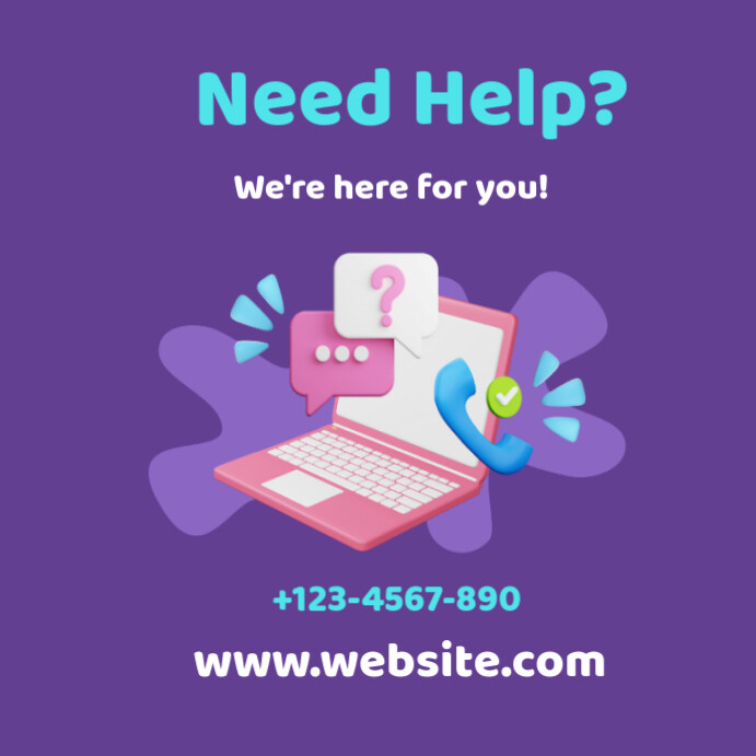 Need Helper Post Purple Typographic Need Help? Instagram Post Template | PosterMyWall
