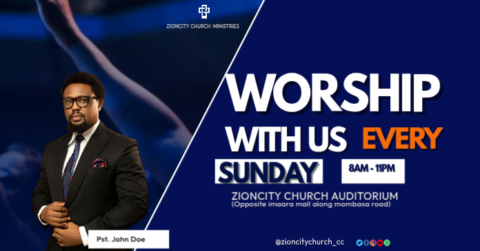 Purple Typographic Sunday Church Worship Service Facebook Shared Image ...