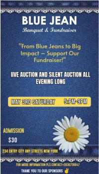 Purple Typographic This Flyer Is Designed For A 'blue Jean Banquet & Fundraiser " Event  Business Ca template