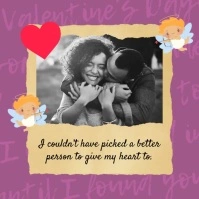 Purple Valentine's Day Card Instagram Video Persegi (1:1) template