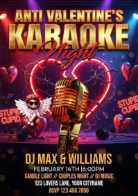 Purple Valentine's Day Karaoke Night A4 template