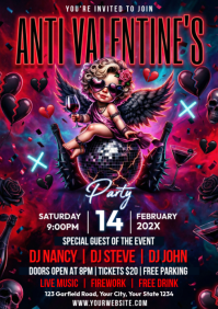 Purple Valentine's Day Party A4 template