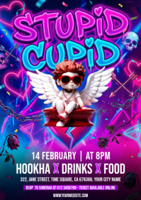 Purple Valentine's Day Party A4 template