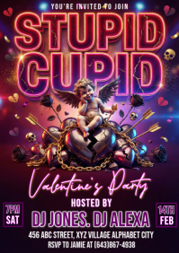 Purple Valentine's Day Party A4 template