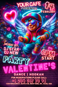 Purple Valentine's Day Party Banner 4' × 6' template