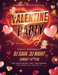 Purple Valentine's Day Party Flyer template