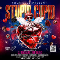 Purple Valentine's Day Party Square Video Carré (1:1) template