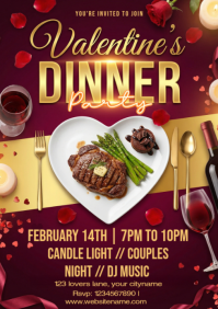 Purple Valentine's Dinner Party A4 template